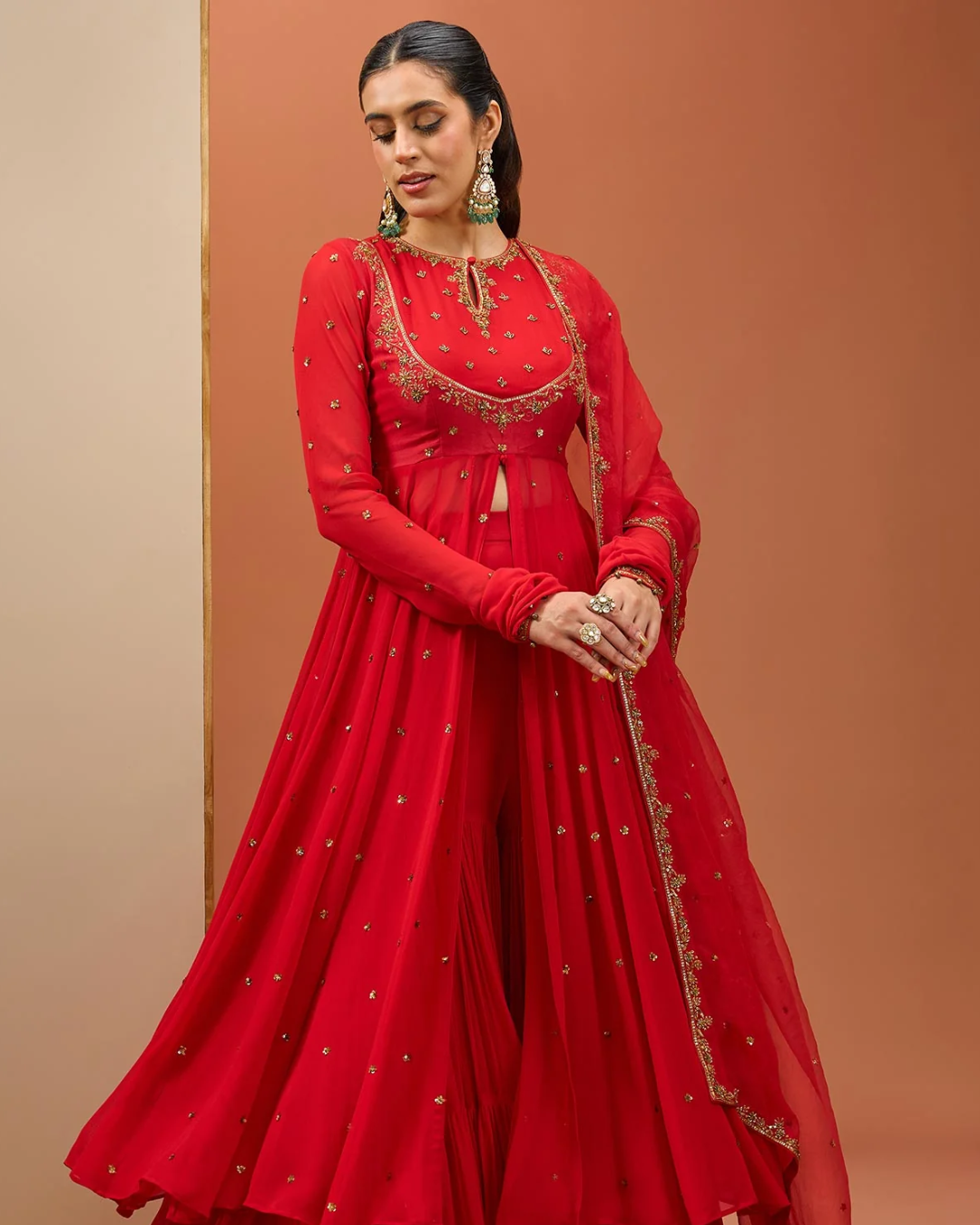 Esha Koul - Red Anarkali Set From Noor