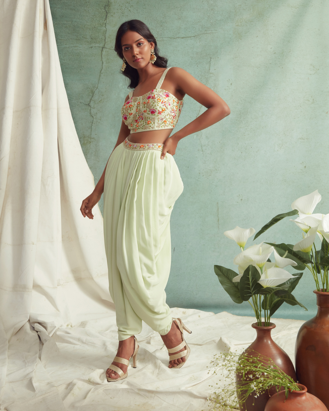 Priyanka Jain - Dhoti Pants With Crop Top And Dupatta From Love Of Tomorrow