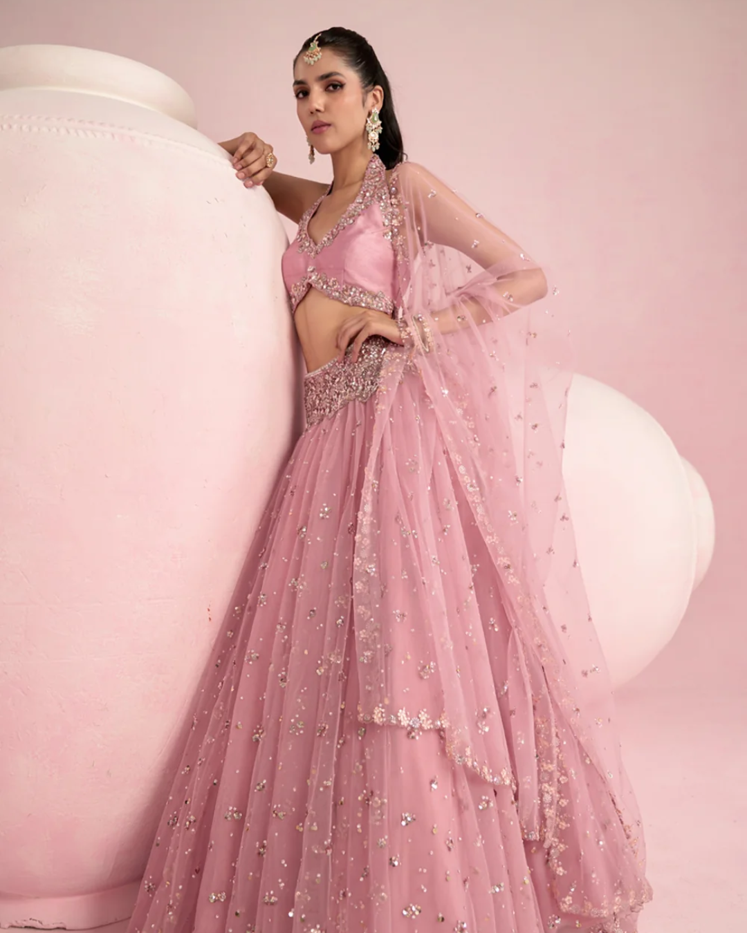 Prevasu - Soft Pink Lehenga Set From Solene