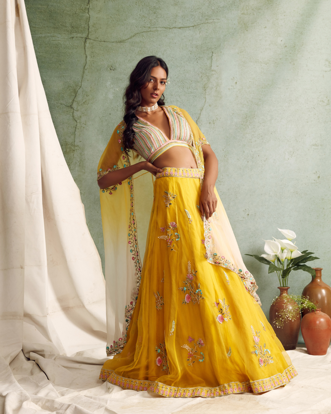 Priyanka Jain - Lehenga With Blouse And Cape From Love Of Tomorrow
