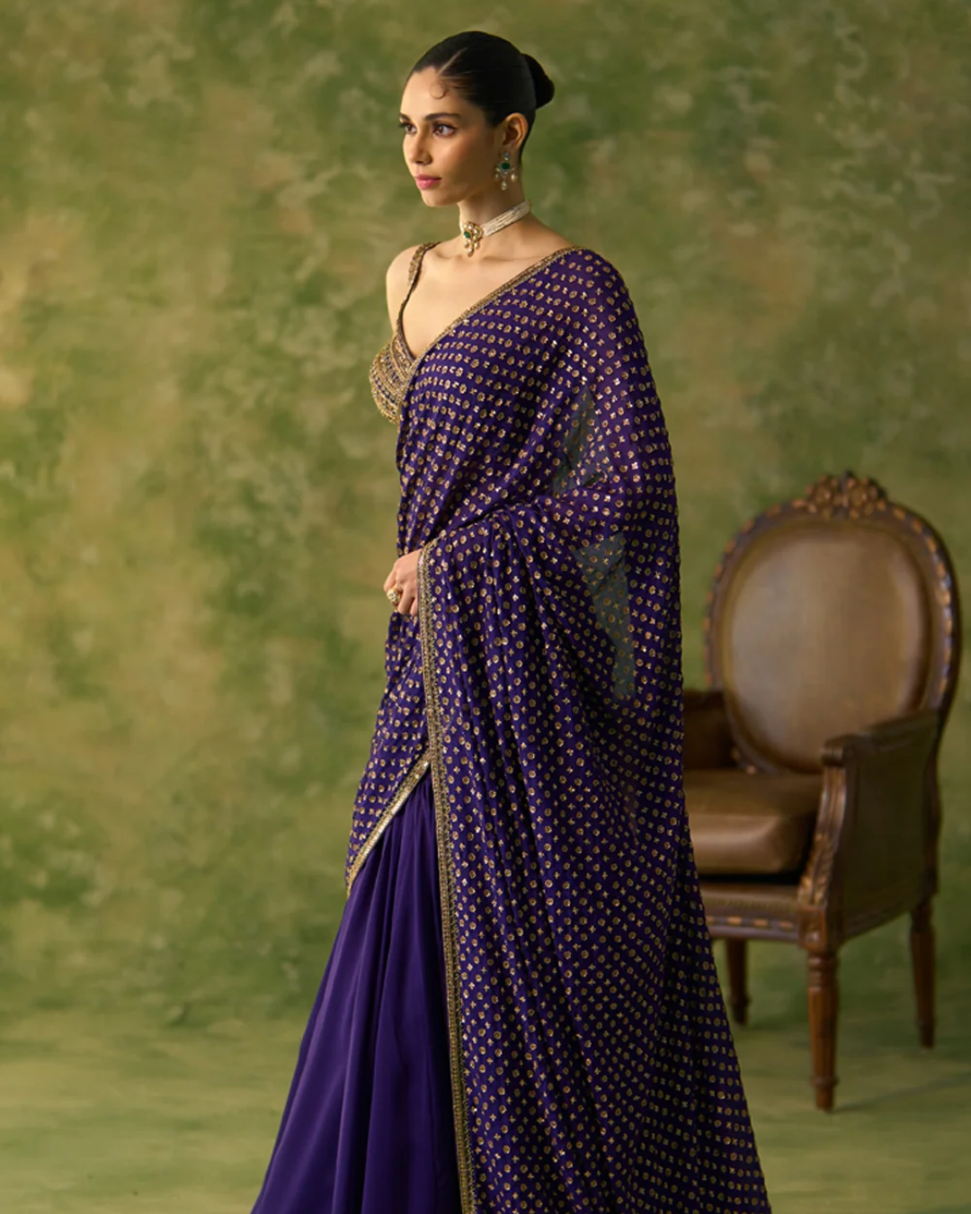 Prevasu - Aubergine Lehenga Saree From Silsila