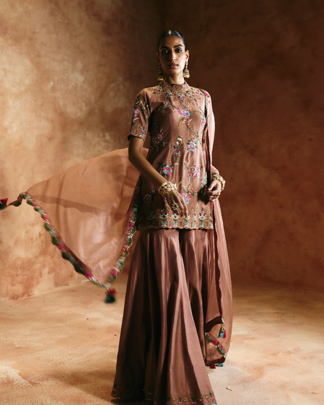 Aman Takyar - Bronze Sharara Set From Today's Sindh