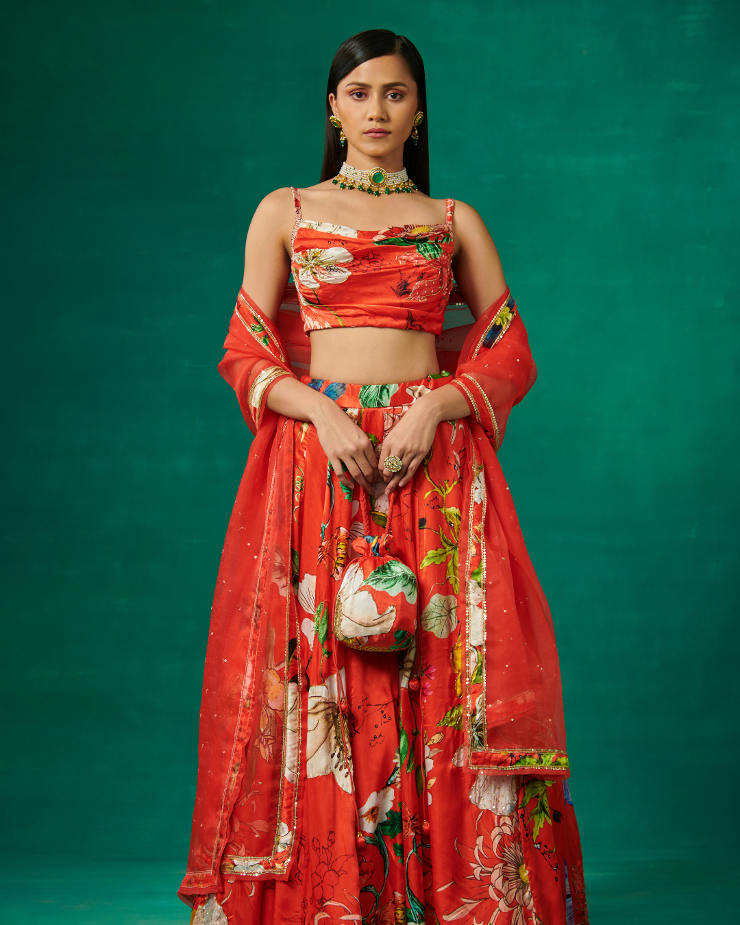 Sonali Bansal - Orange lehenga and blouse set with dupatta From Bageecha