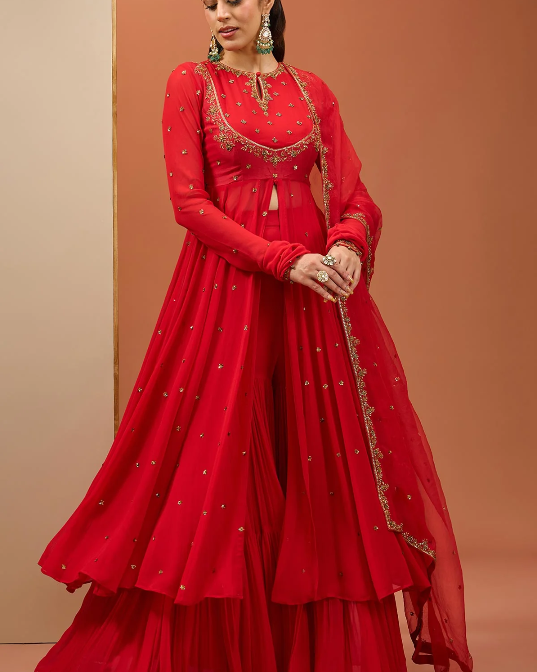 Esha Koul - Red Anarkali Set From Noor