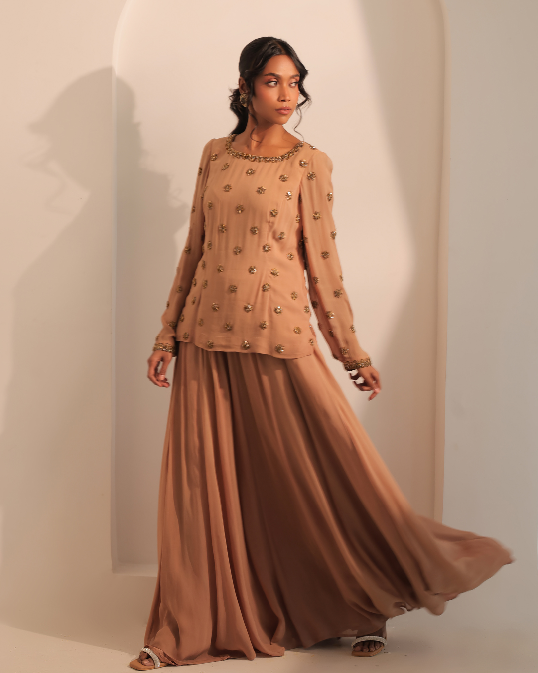 Sonali Bansal - Beige gold coord set From Banno Ki Saheli