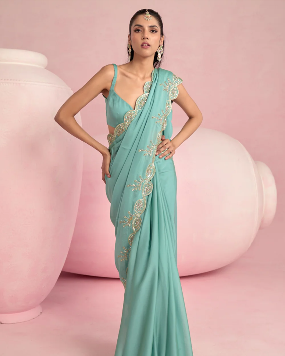 Prevasu - Turquoise Blue Saree From Solene