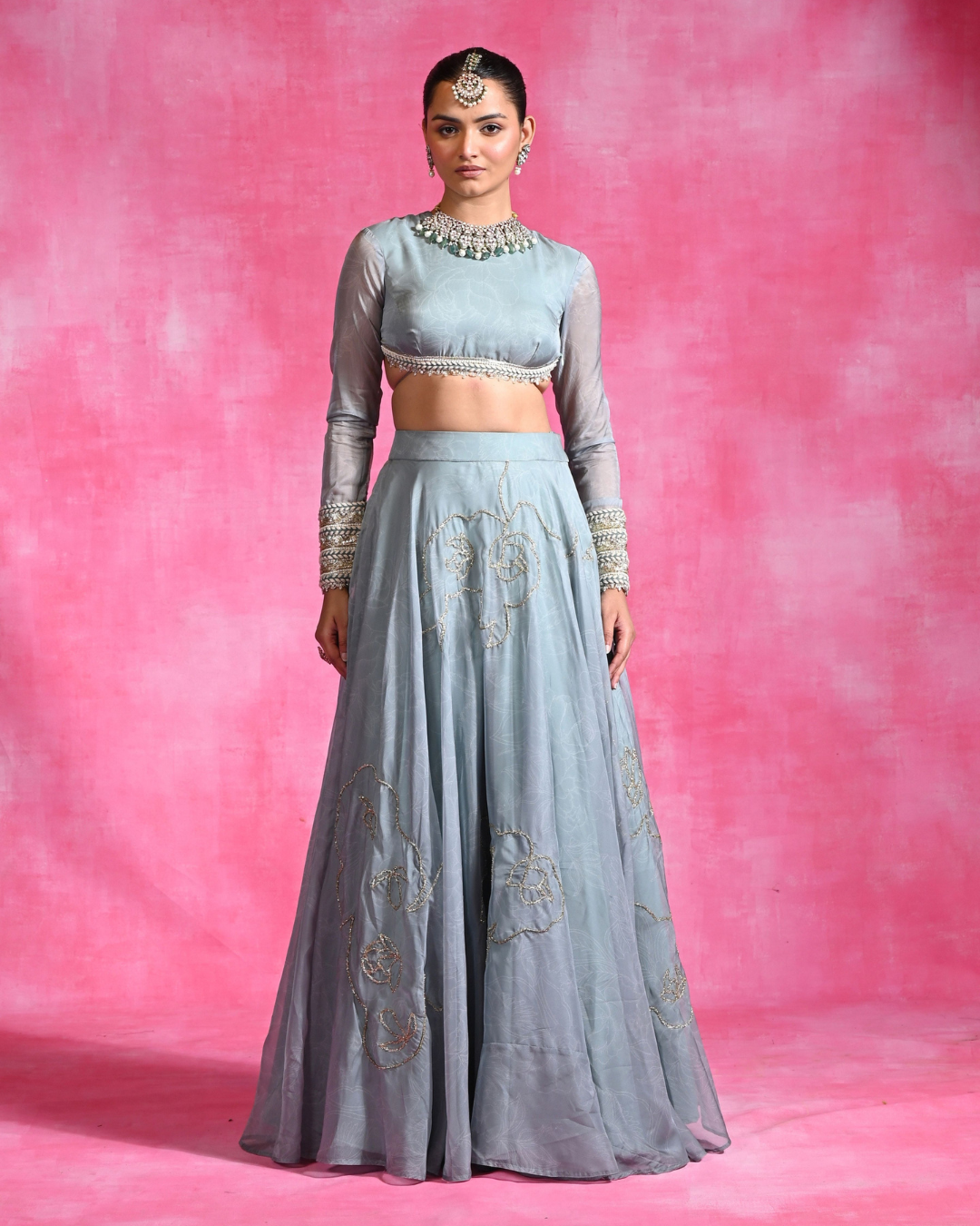 Rishi and Vibhuti - Icy Garnet Set Lehenga From Ek Main Aur Ek Tu