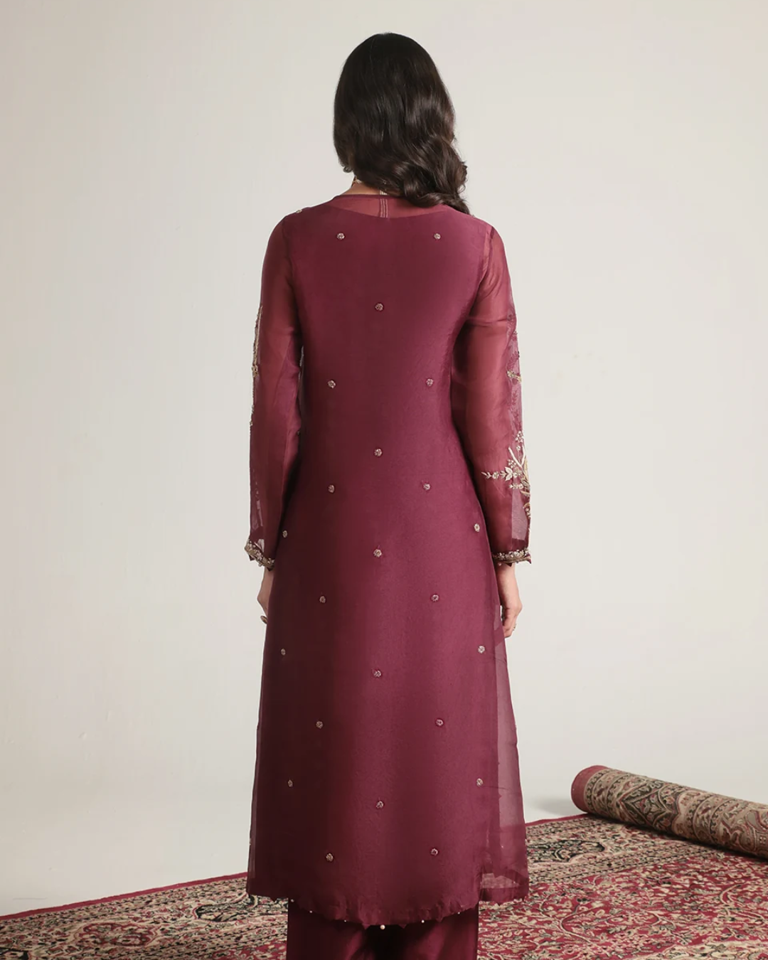 Niti Bothra - Zar-Rang Wine Light Phool Patti Kurta Set