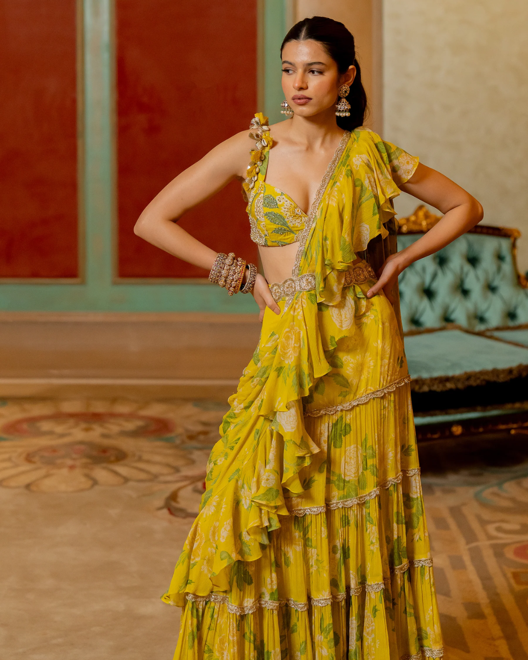 Paulmi and Harsh - Radhika Madan in the Frida Saree Set