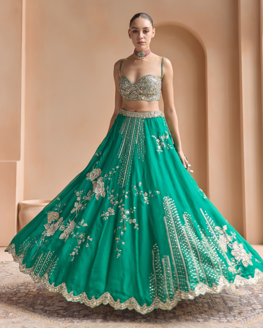 Osaa By Adarsh - Jewel Green Embroidered Lehenga Set From Off The Record
