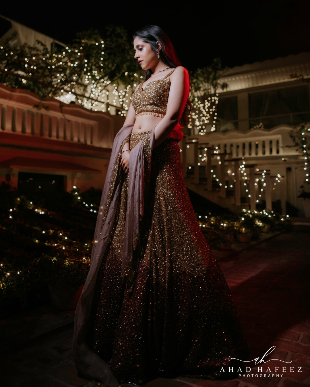 Isa by Dolly Wahal - Gold Sequin Lehenga Set From Athena