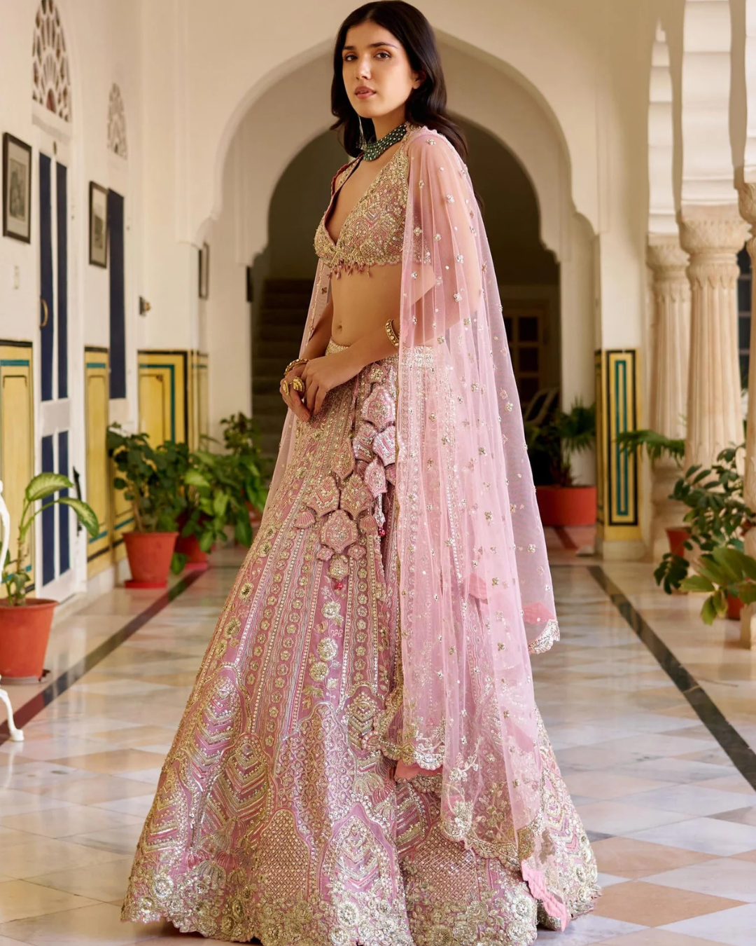 Osaa By Adarsh - Rosaline Pink Organza Lehenga Set From SAFAR