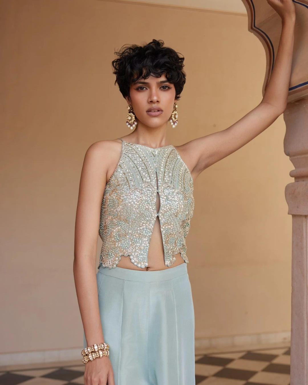 Osaa By Adarsh - Tea Green Embroidered Co-ord Set From RASM