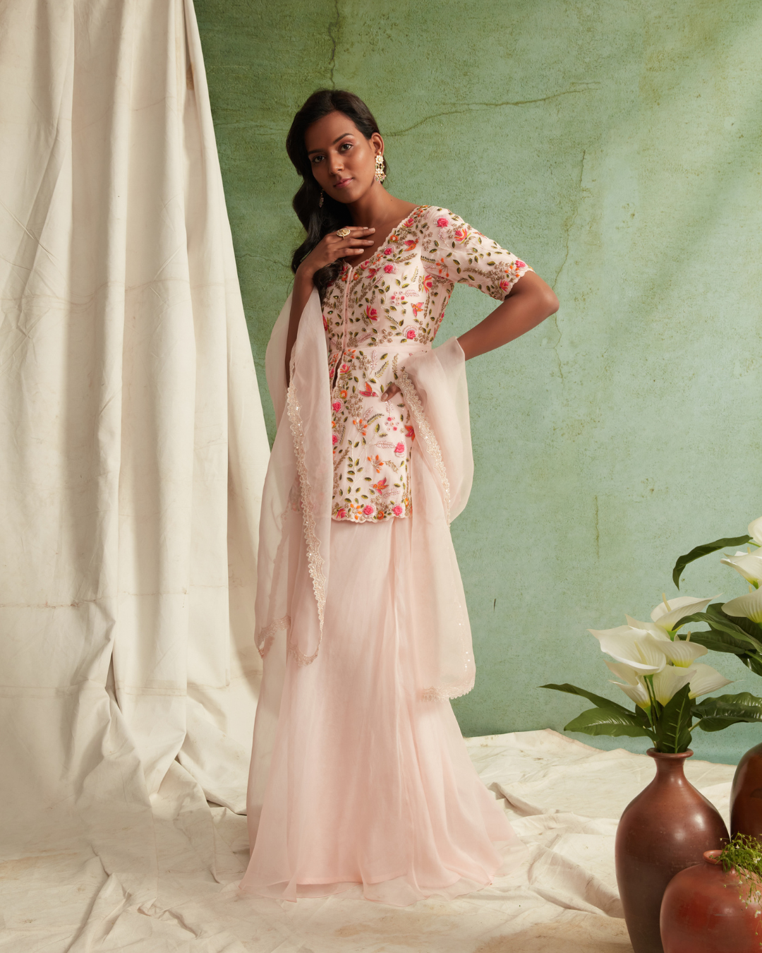 Priyanka Jain - Embroidered Peplum With Sharara And Dupatta From Love Of Tomorrow