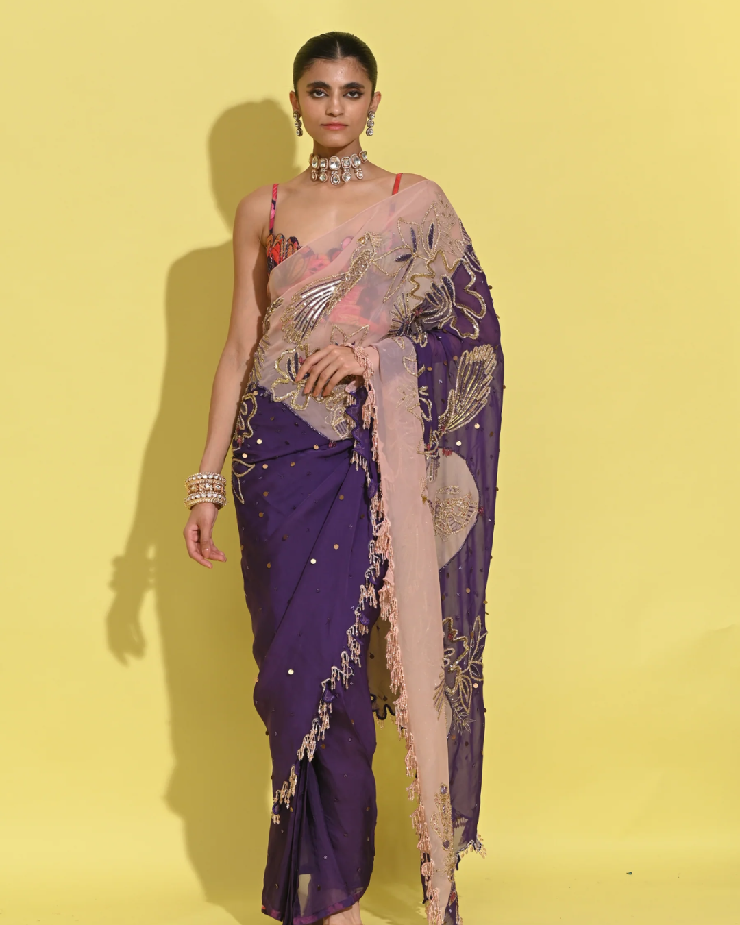 Rishi and Vibhuti - Janejaan Saree in Purple From Tamasha