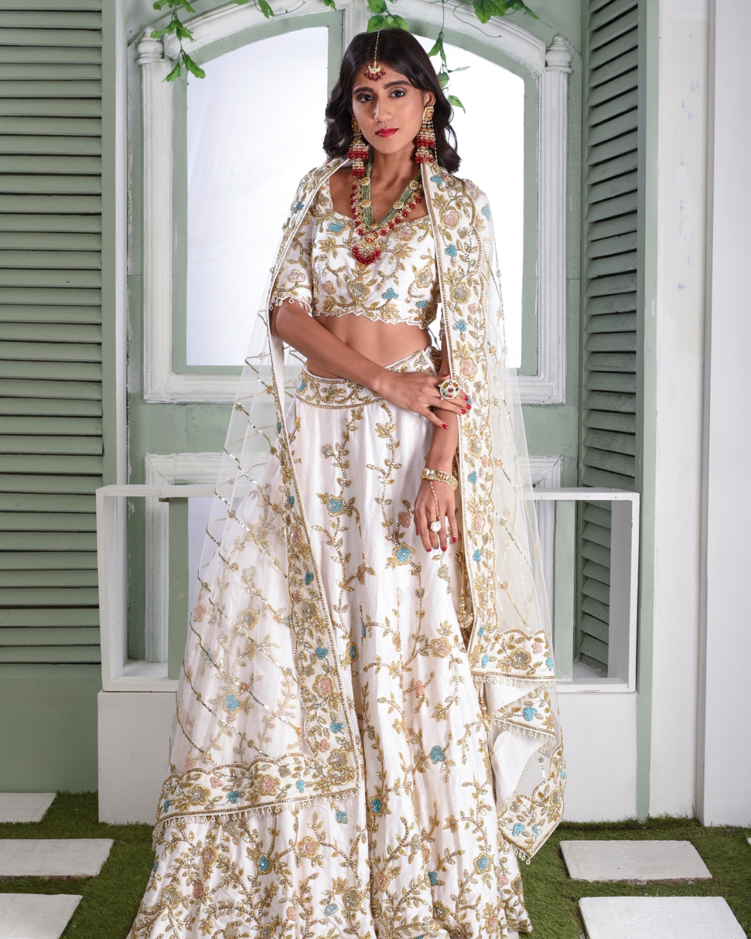 Isa by Dolly Wahal - Debby Ivory & Gold Lehenga From Bridal