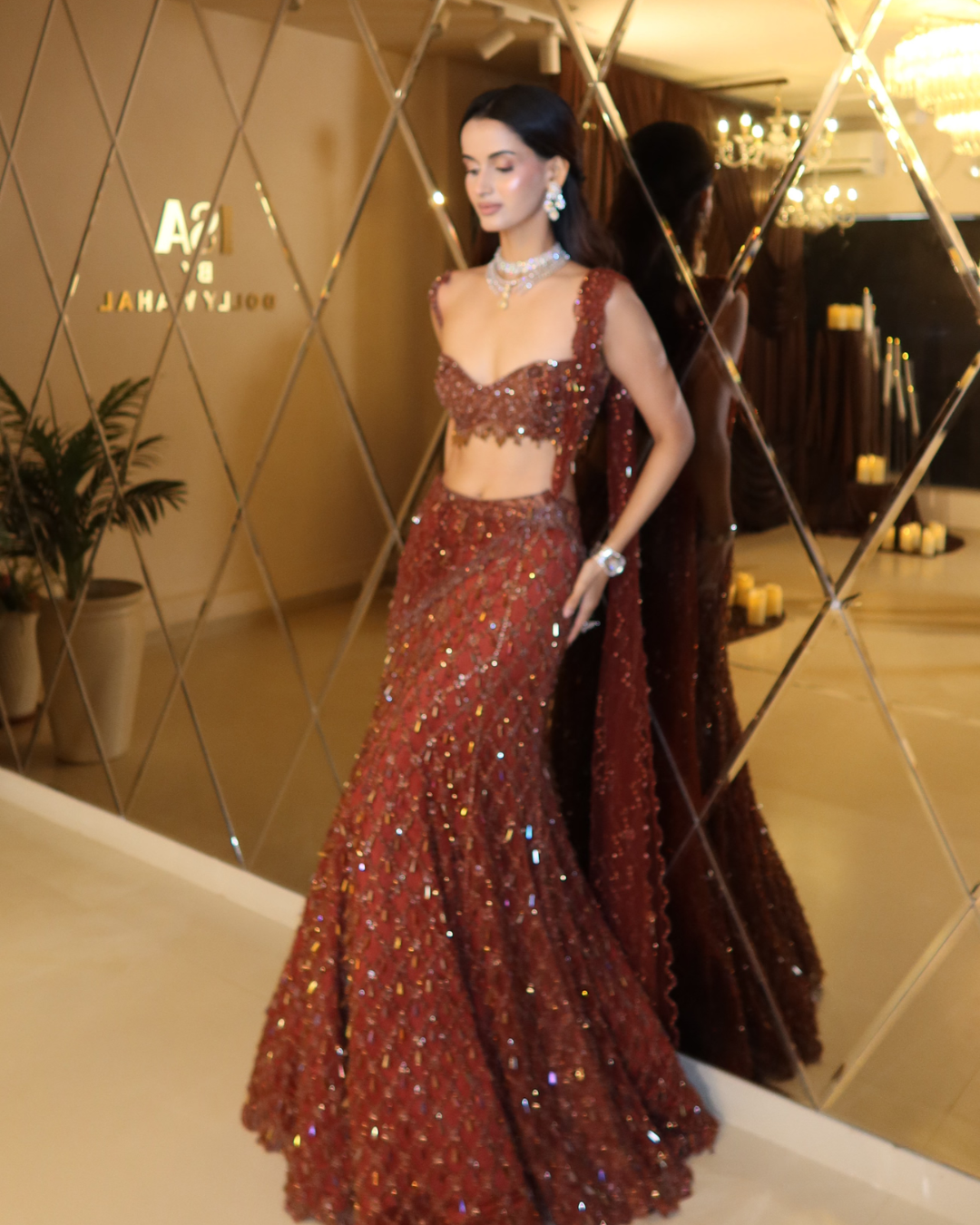Isa by Dolly Wahal - Caramel Brown Saree From Ittara