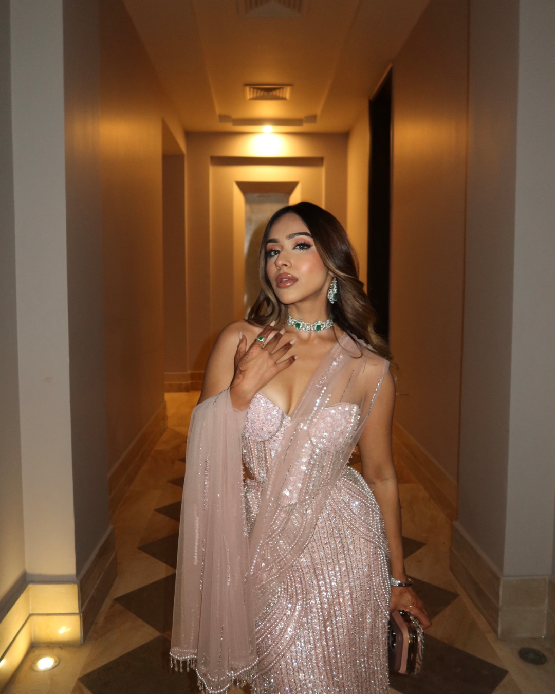 Isa by Dolly Wahal - Pink Corset Saree From Noor