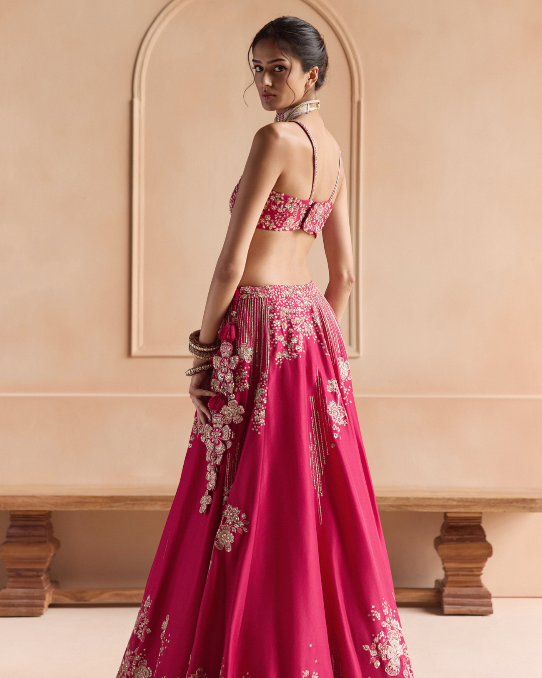 Osaa By Adarsh - Cut Ruby Embroidered Mulberry Lehenga Set From Off The Record