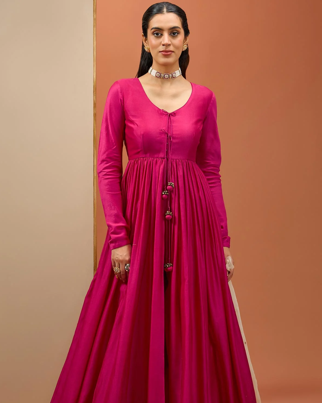Esha Koul - Hot Pink Lampi Anarkali Set From Noor