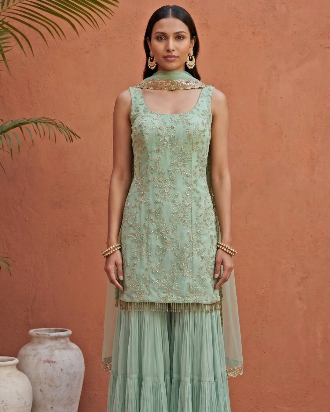Anisha Shetty - Mint Green Sharara Set