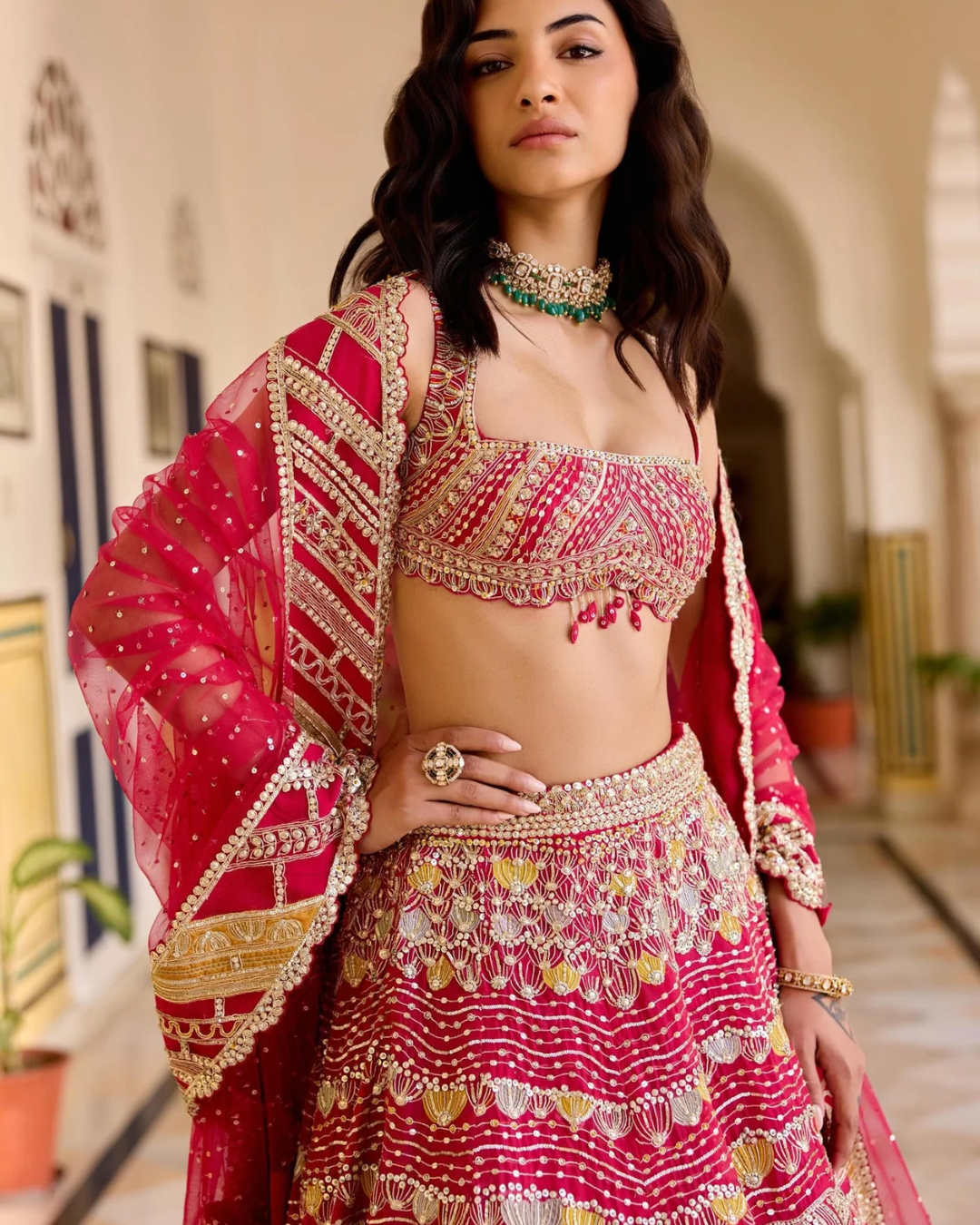 Osaa By Adarsh - Cut Ruby Organza Lehenga Set From SAFAR