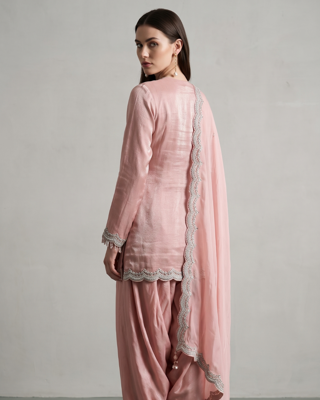 Basanti Kapde Aur Koffee - Pink Embroidered Dhoti Set From Suits & Shararas