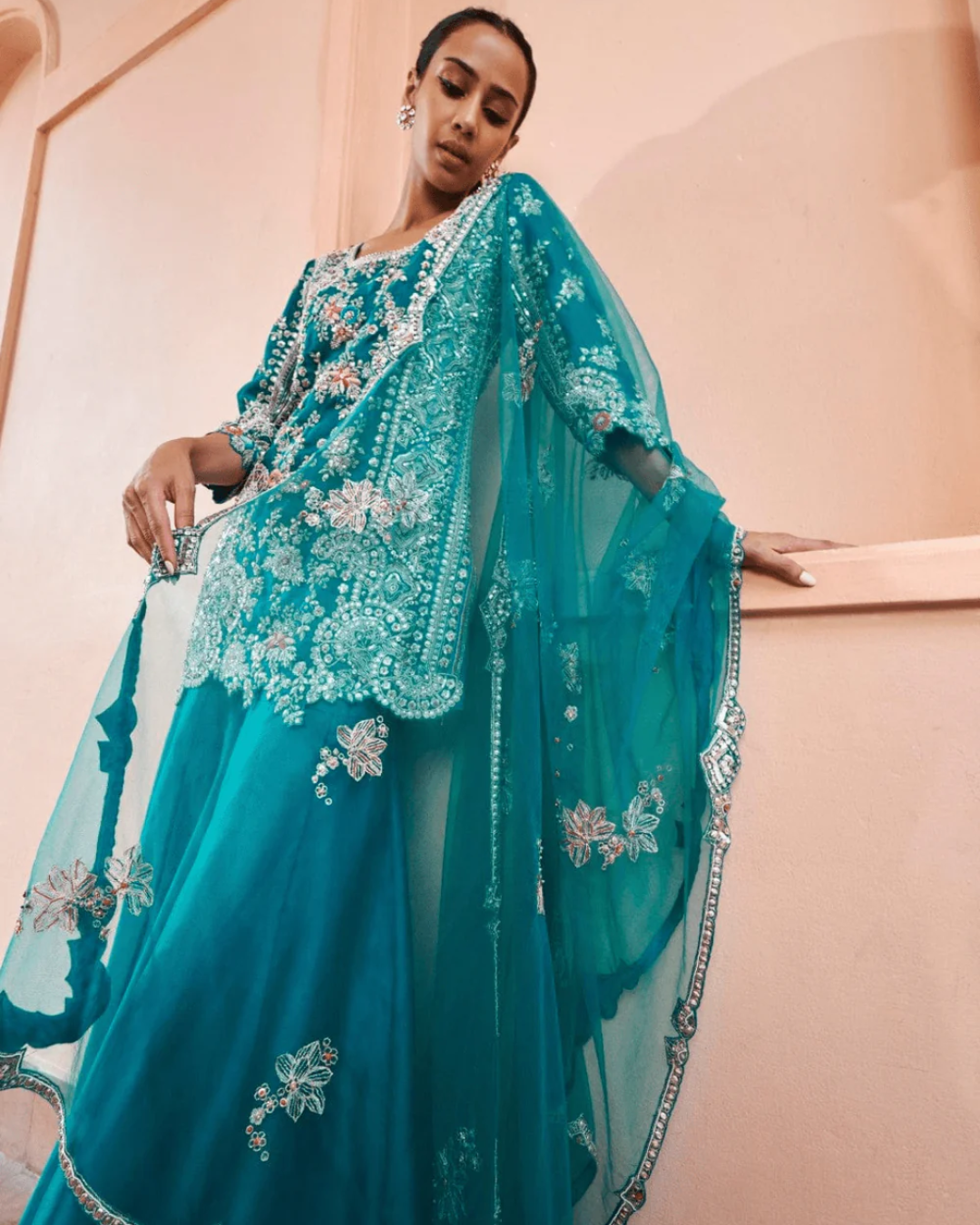 Osaa By Adarsh - Pine Embroided Sharara From RASM