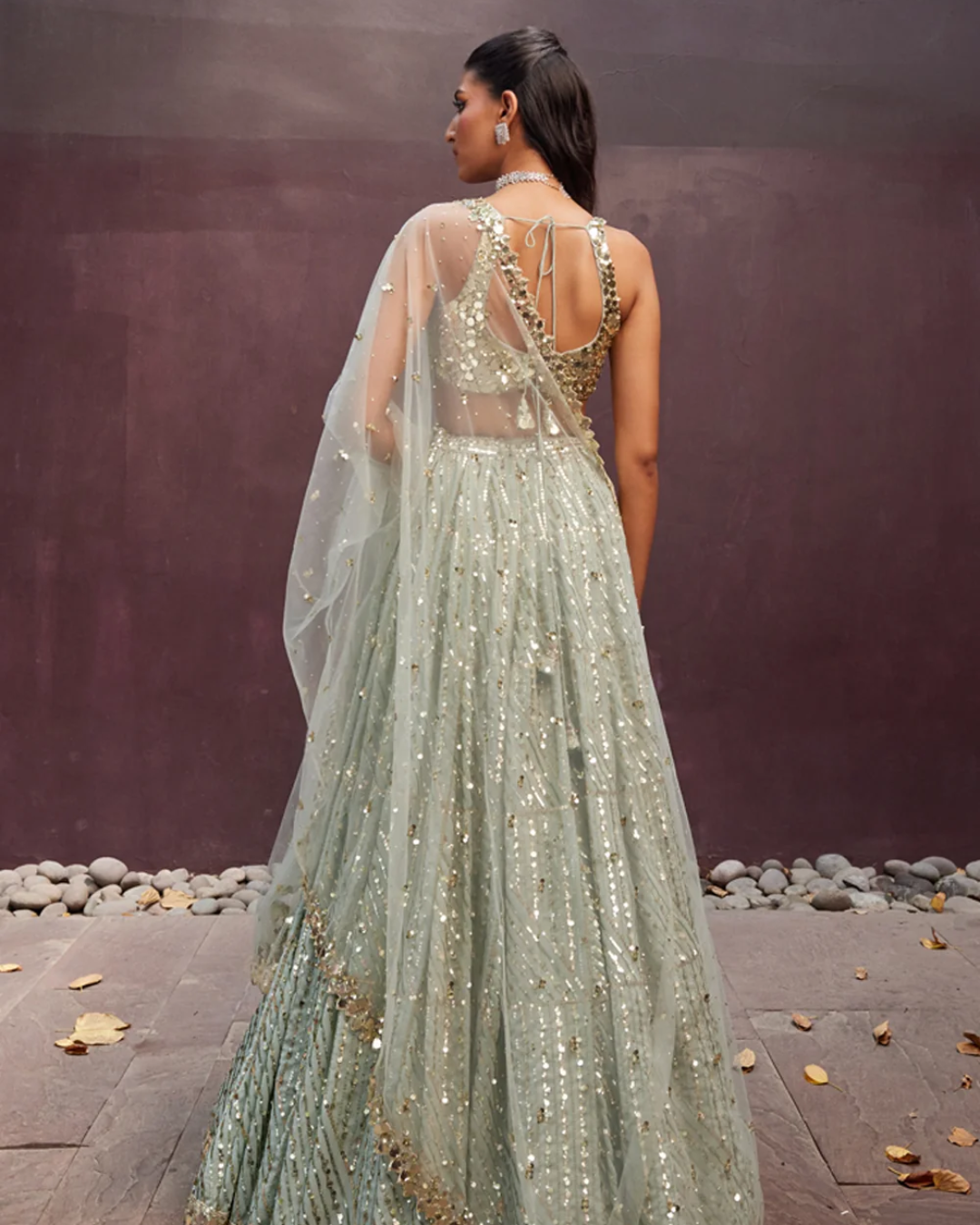 Prevasu - Mint Lehenga Set From Eraya