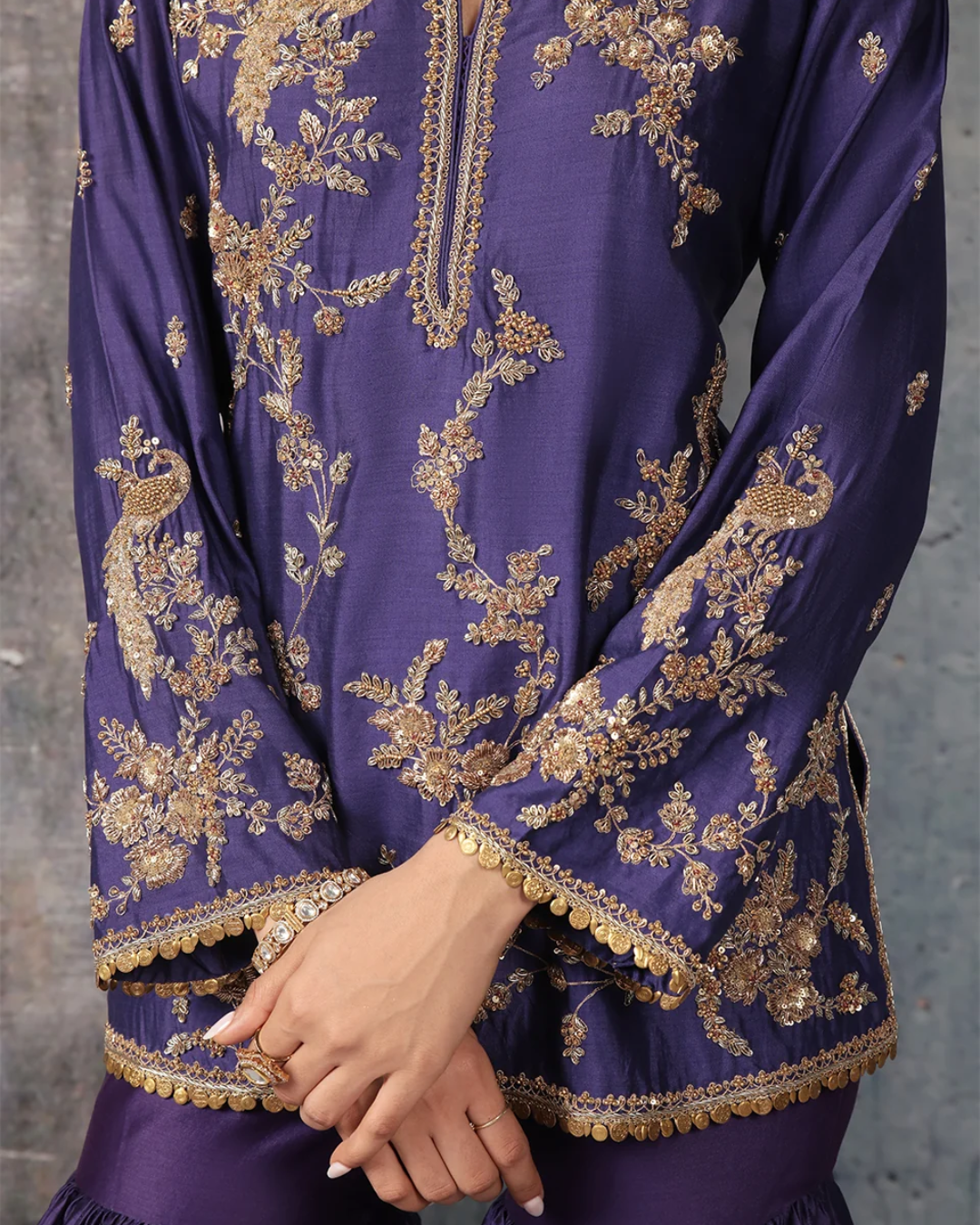 Niti Bothra - Zar-Rang Purple Jaal Sharara Set