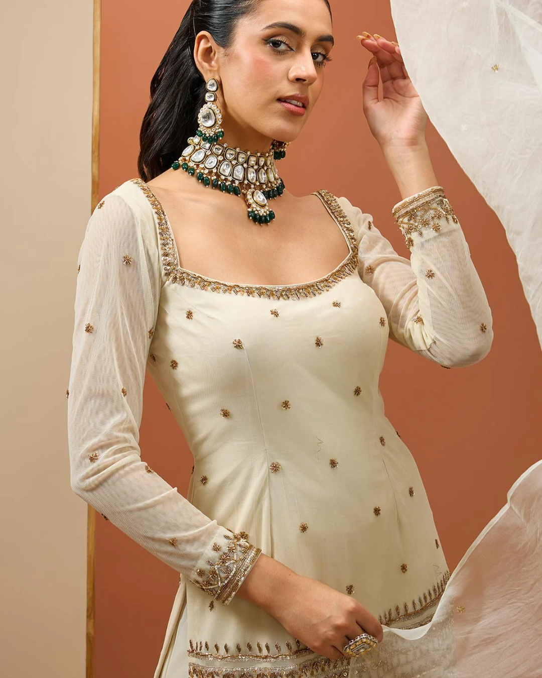 Esha Koul - Offwhite Kurta Set From Noor