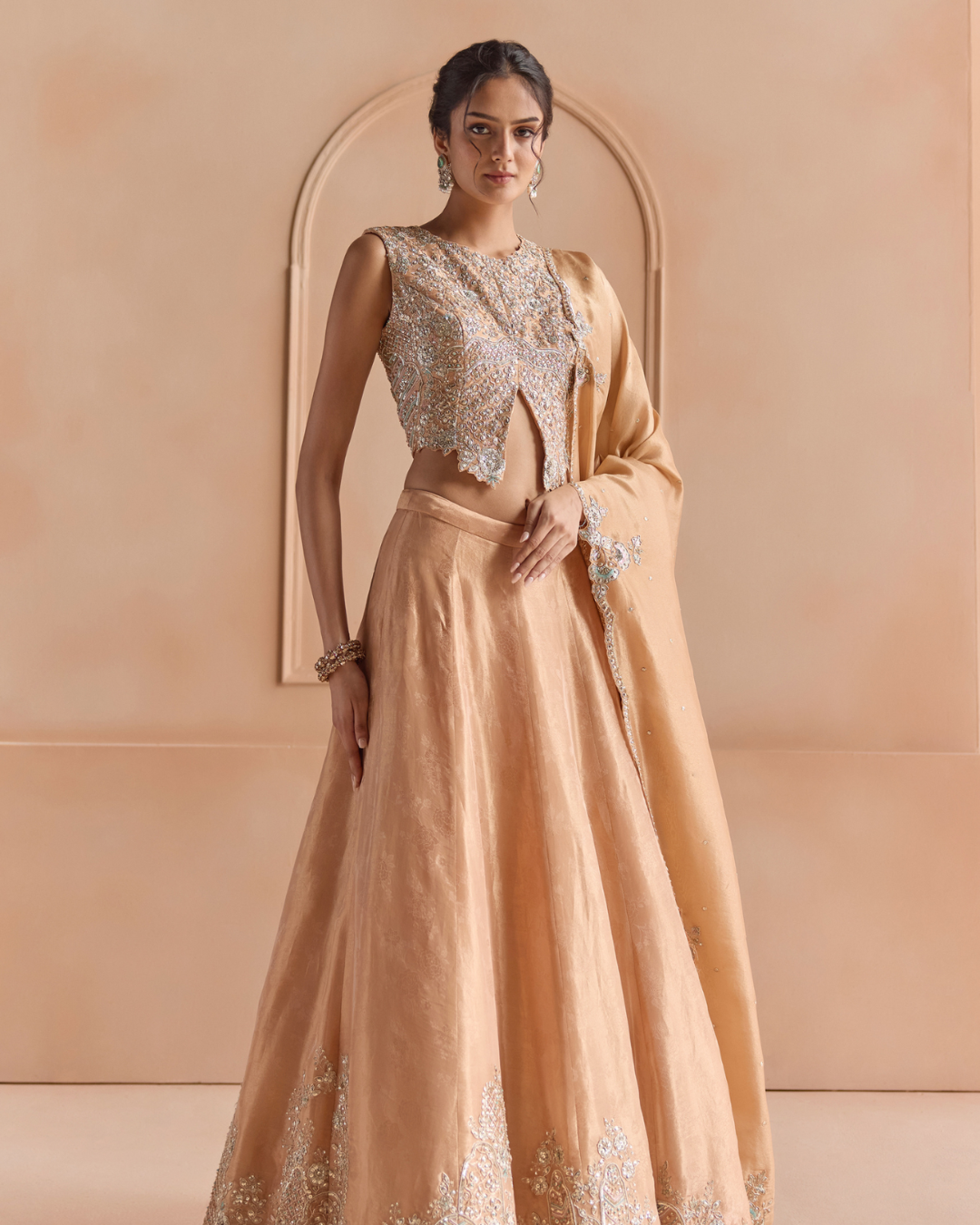 Osaa By Adarsh - Sepia Gold Tissue Lehenga Silk From Off The Record