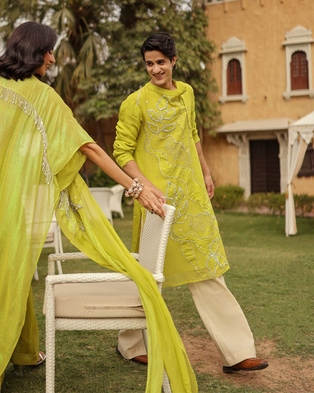 Rishi and Vibhuti - Lime Shaan Kurta From Ek Main Aur Ek Tu