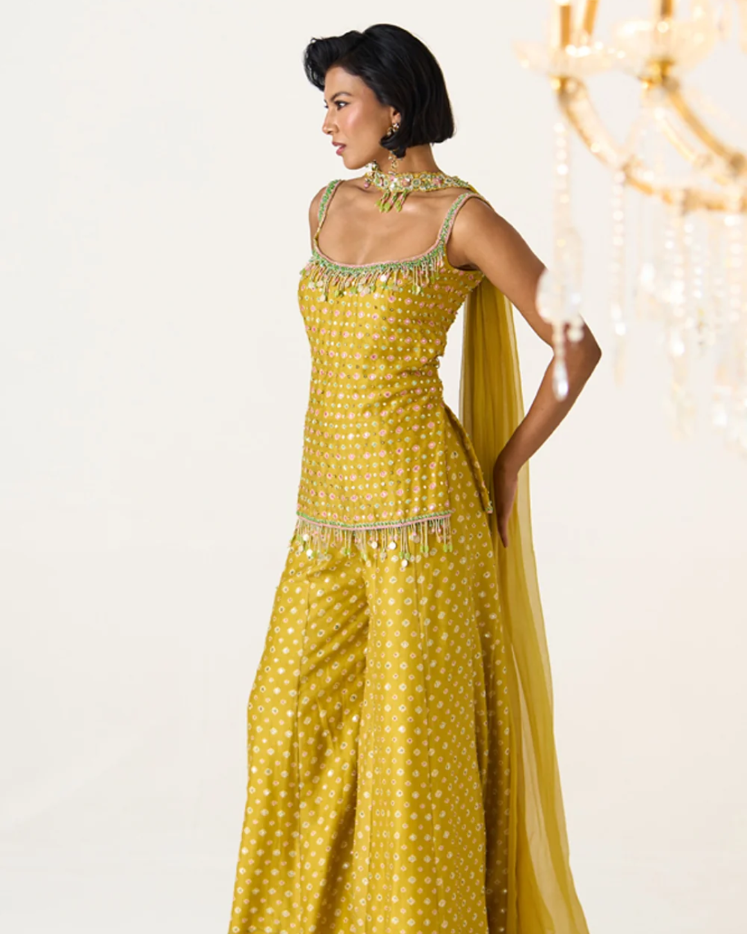 Prevasu - Yellow Printed Sharara Set From Gulabo