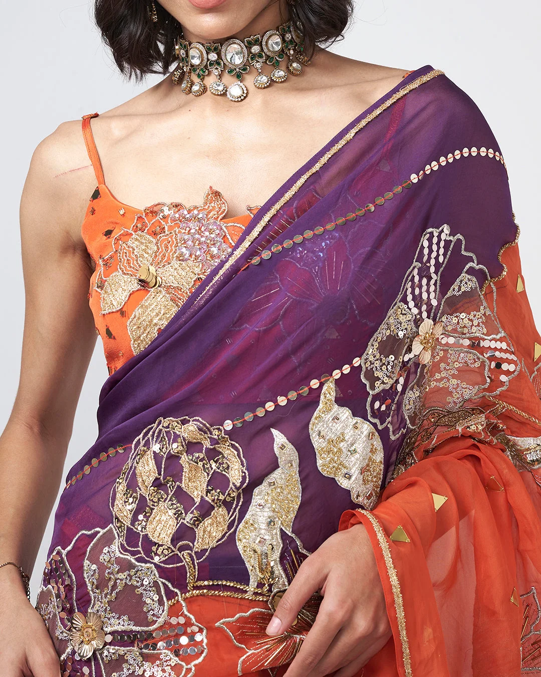 Rishi and Vibhuti - Jamun Berry Saree From Gulon Ke Rang