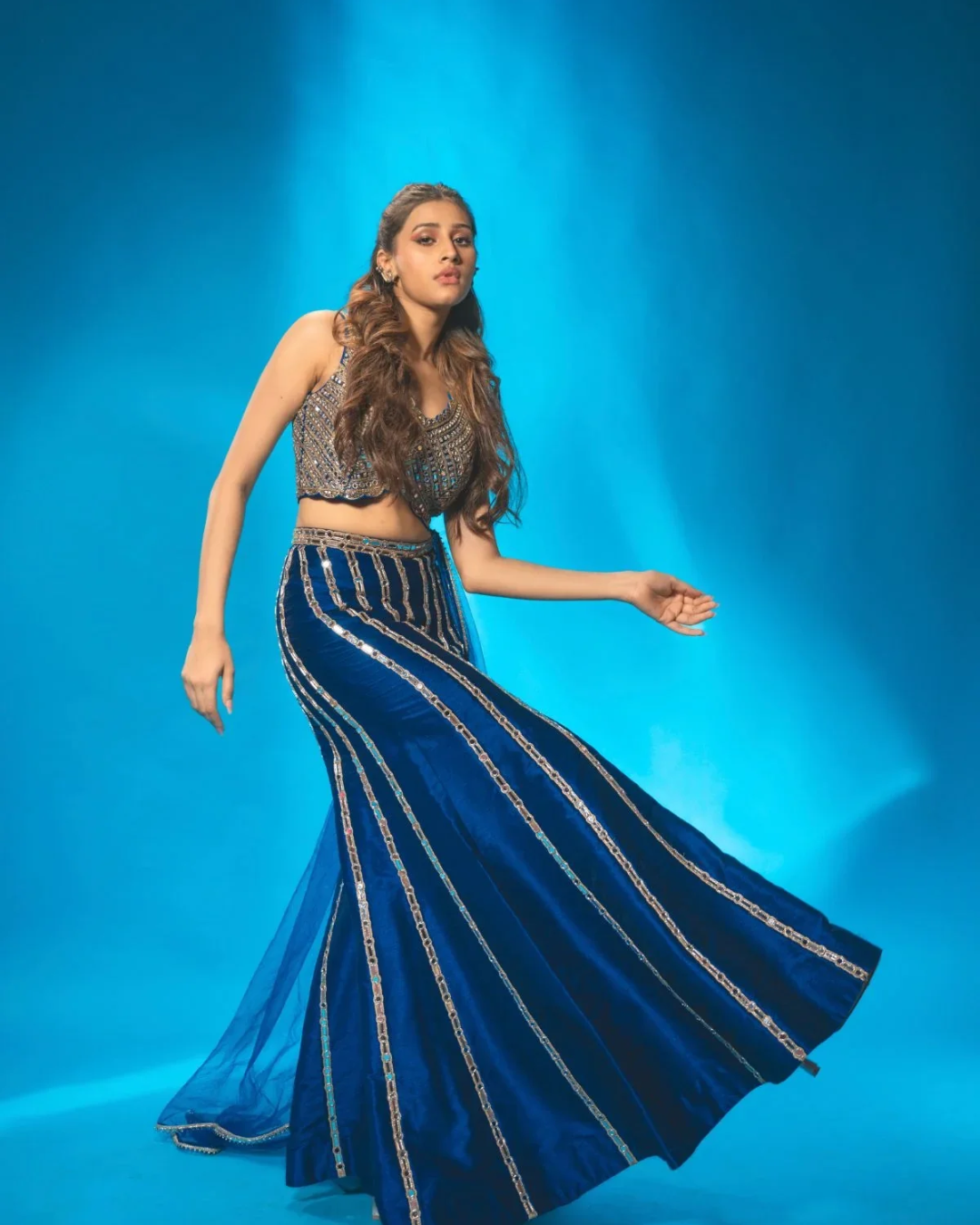 Anisha Shetty - Azure Blue Sharara Set From Rangin