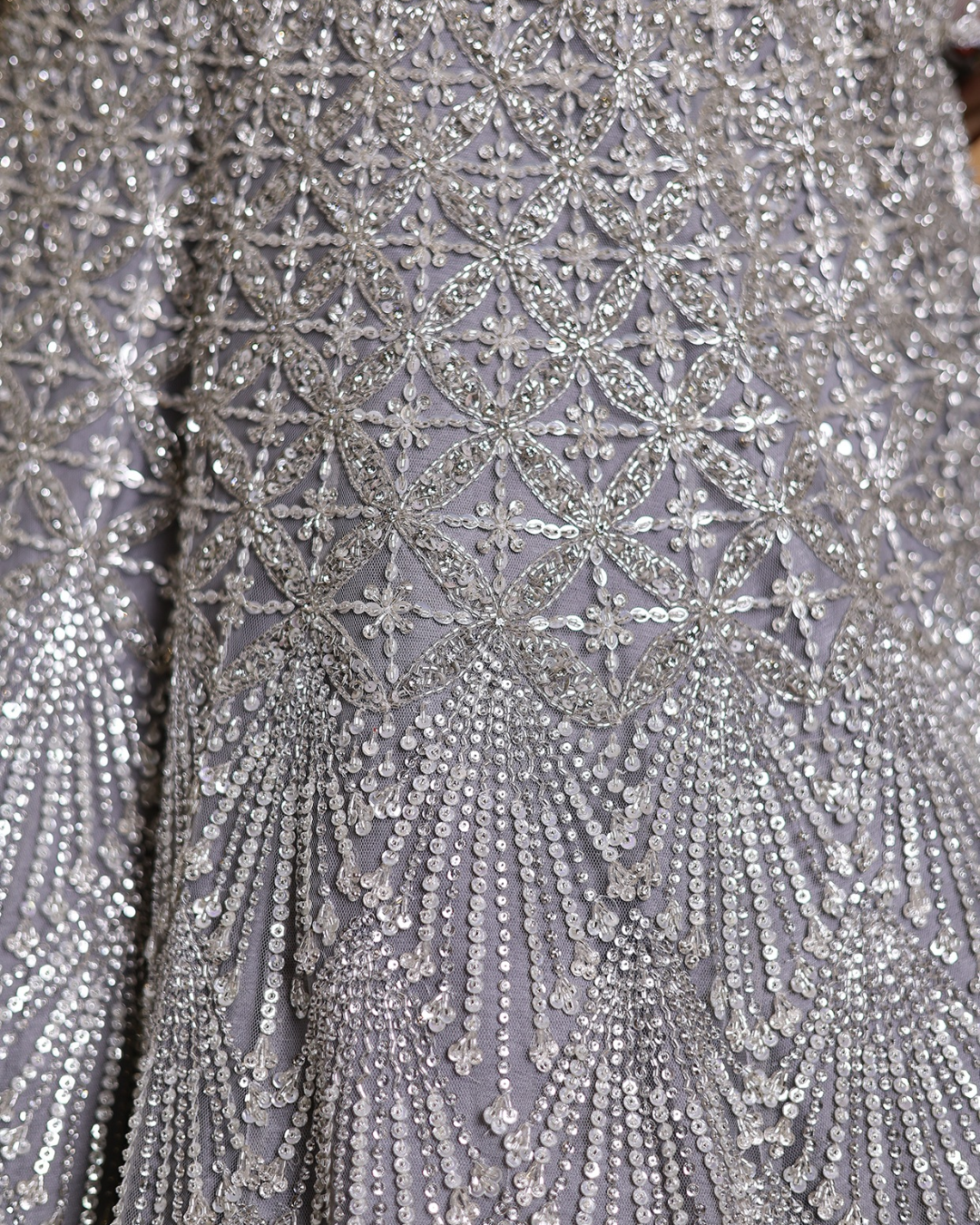 Isa by Dolly Wahal - Silver Net Sequins & Cutdana Embroidered Lehenga Set