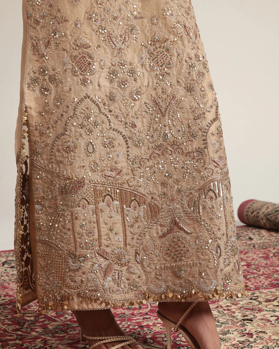 Niti Bothra - Zar-Rang Ivory Heavy Jaal Kaftan Set