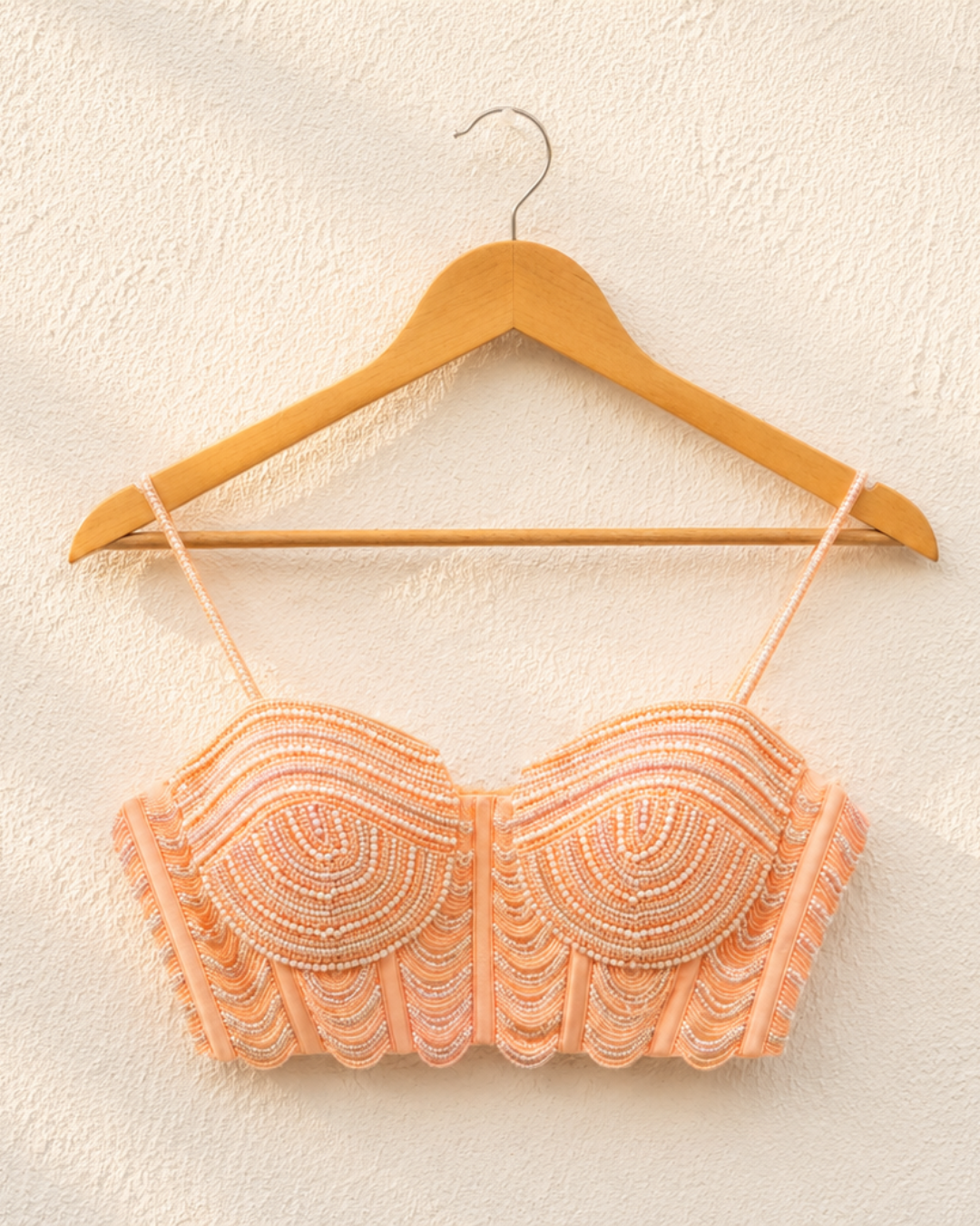 Anisha Shetty - Peach Pearl And Cutdana Blouse With Goergette Sharara