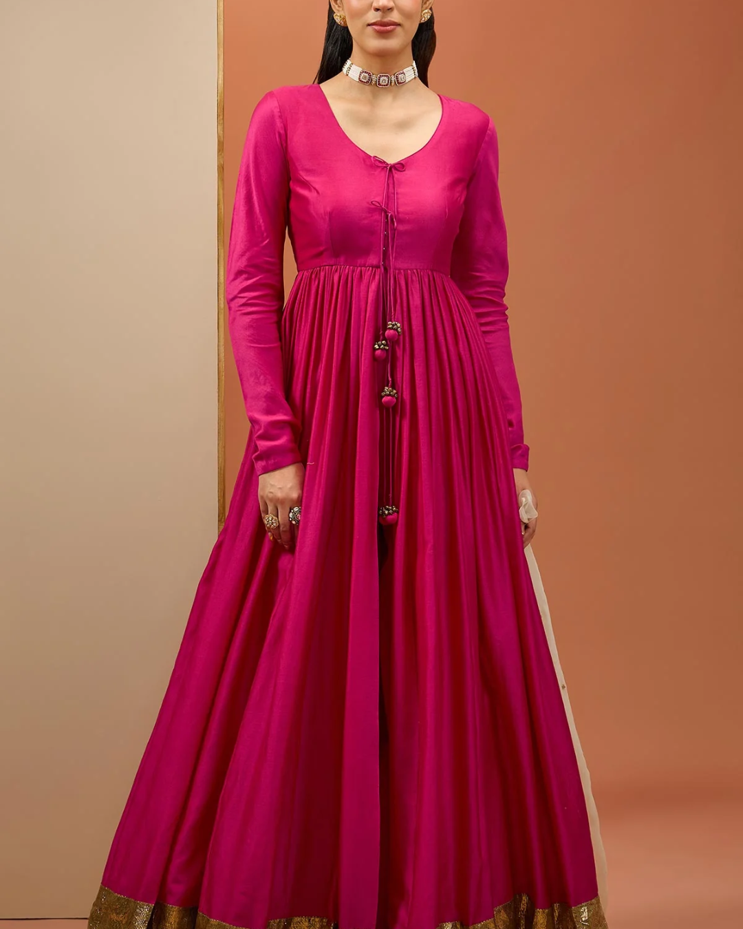 Esha Koul - Hot Pink Lampi Anarkali Set From Noor