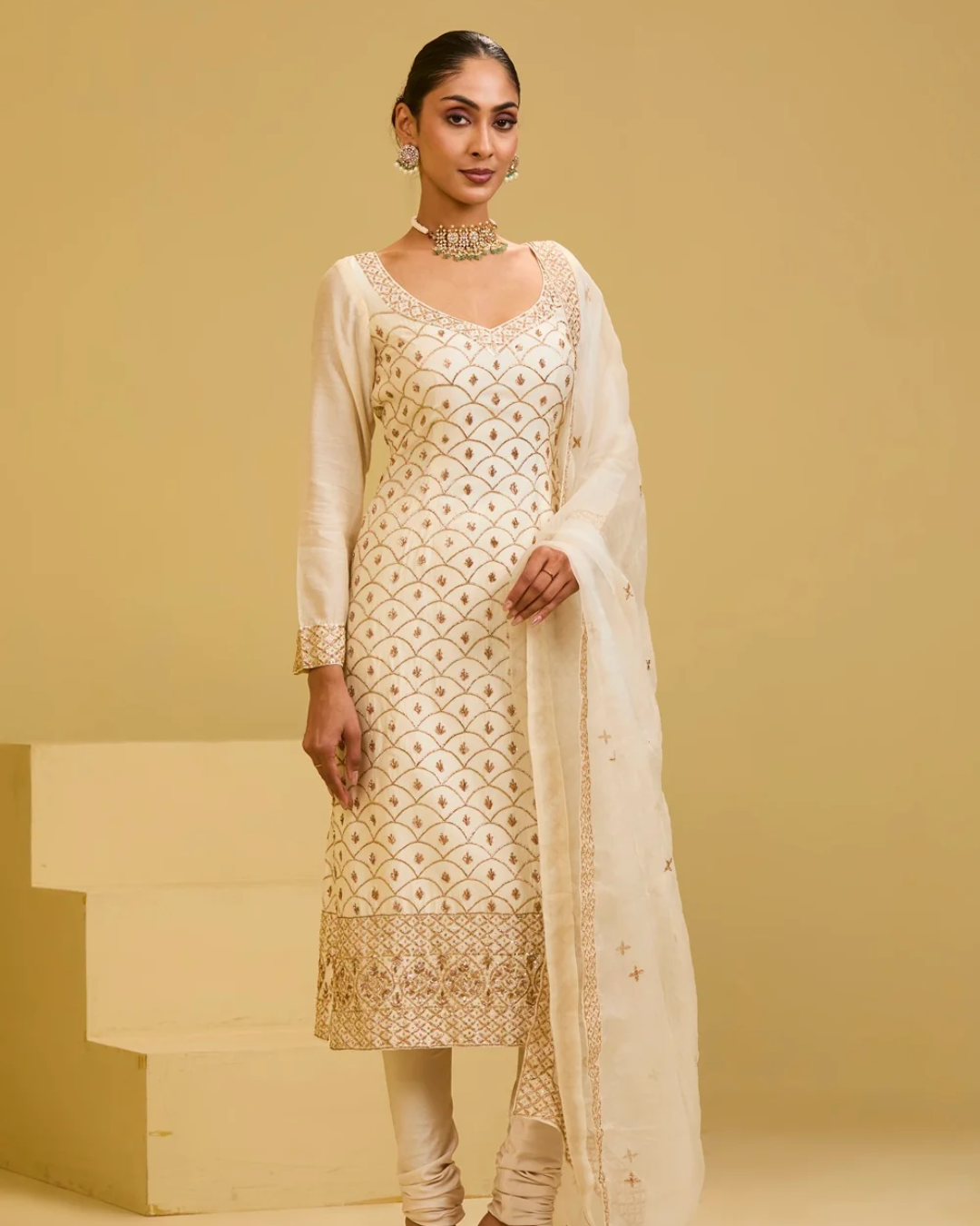 Esha Koul - White Long Kurta Set From Naaz