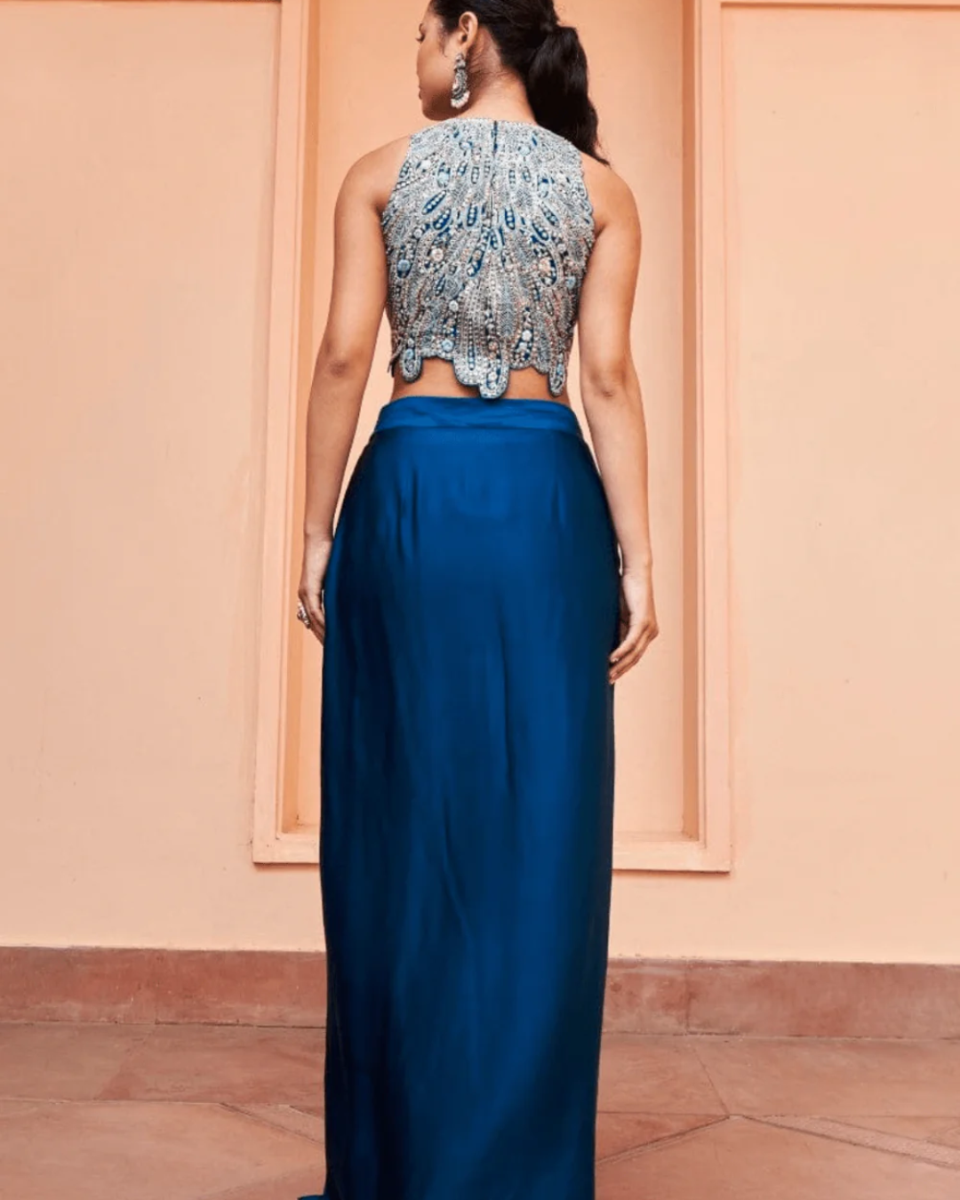 Osaa By Adarsh - Jade Blue Embroidered Top And Skirt From RASM