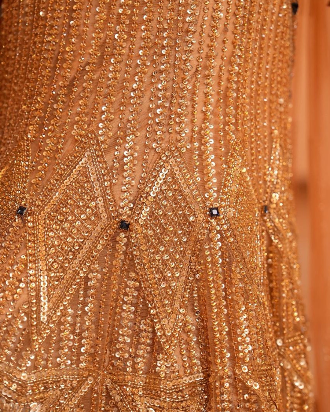 Isa by Dolly Wahal - Gold Fishcut Lehenga With Trail From Ittara