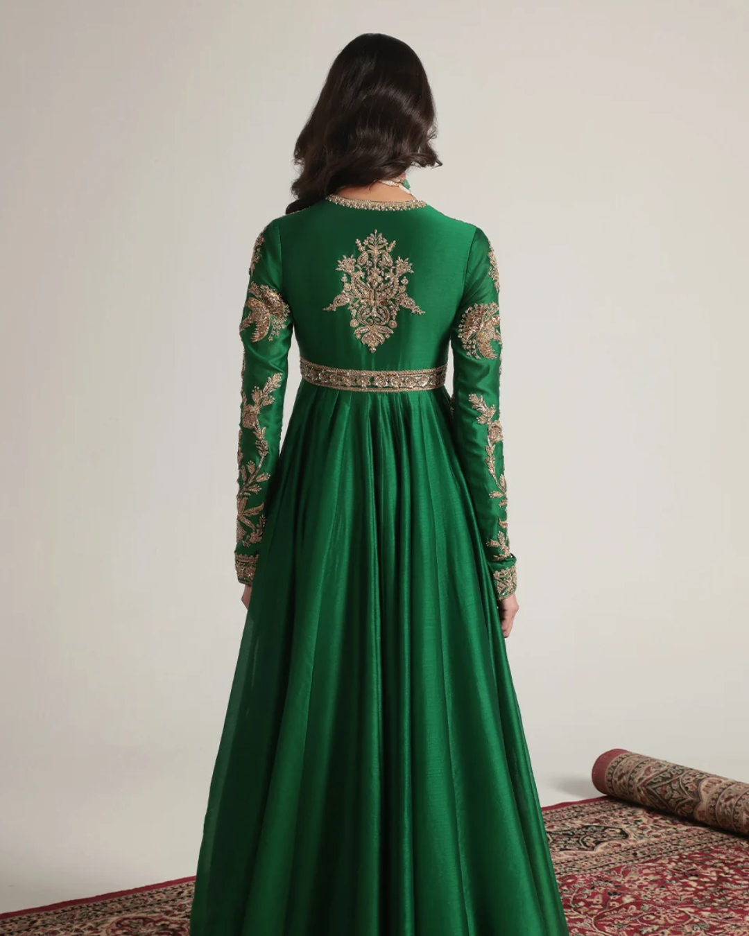 Niti Bothra - Zar-Rang Green Heavy Yoke Kalidar Set