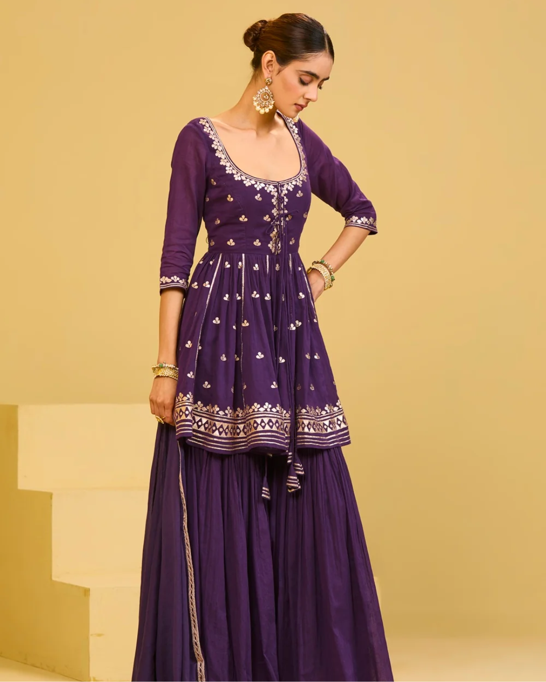 Esha Koul - Purple Cotton Sharara Set From Naaz