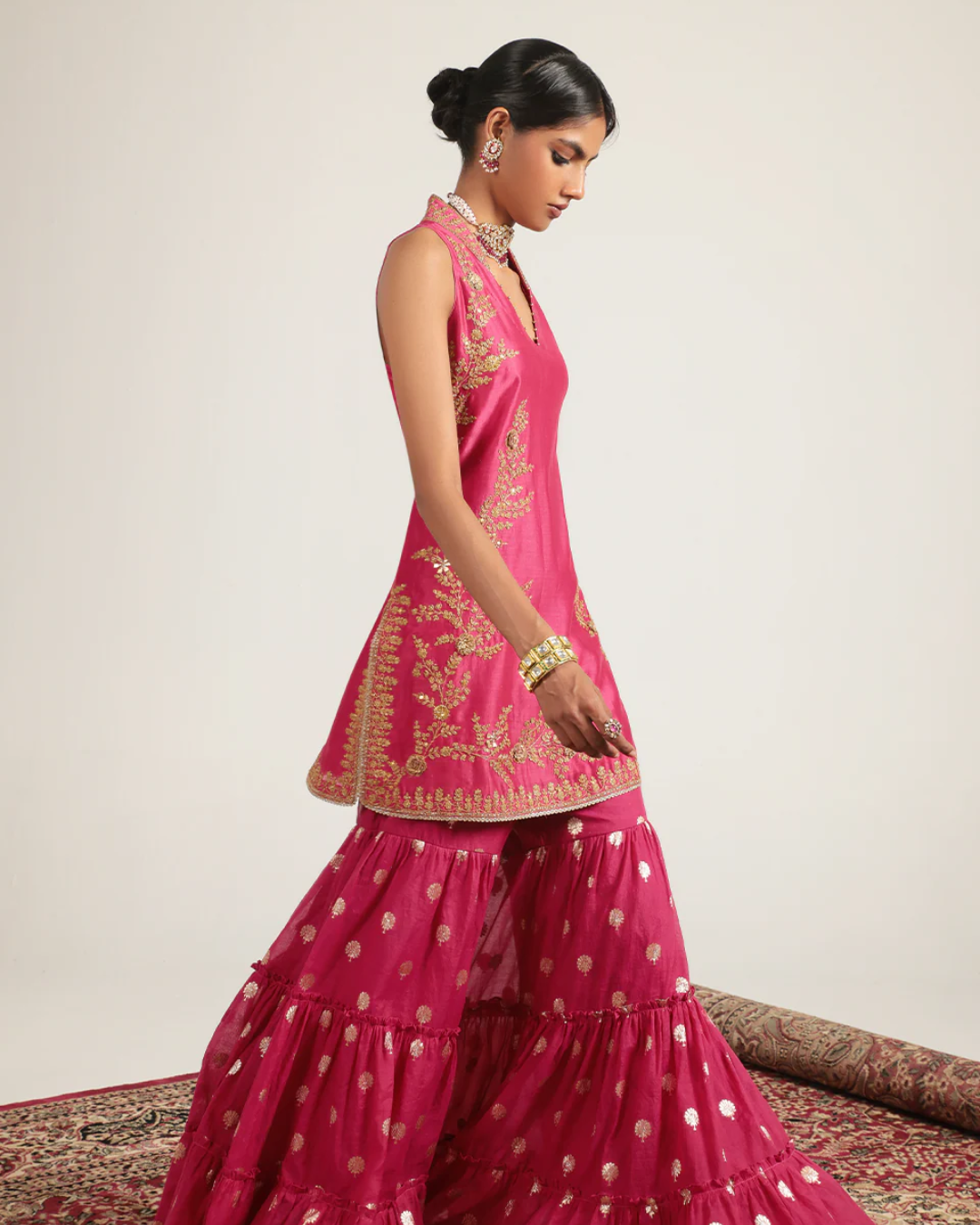 Niti Bothra - Mehrang Pink Sleeveless Sharara Set