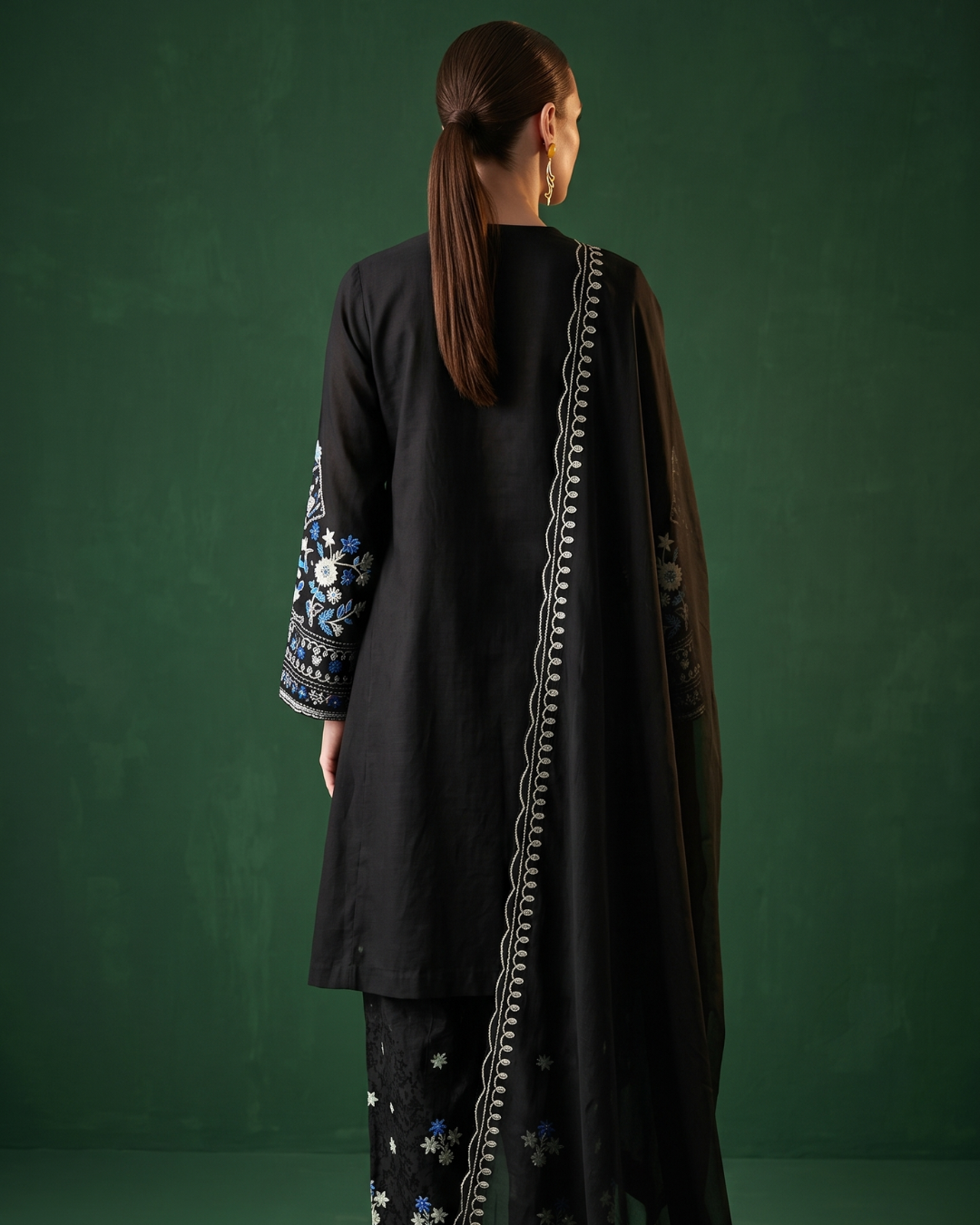 Basanti Kapde Aur Koffee - Midnight Bloom Embroidered Suit Set From Suits & Shararas