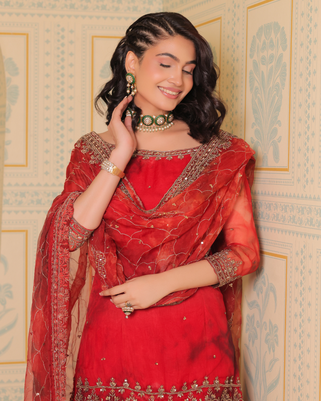 Sonali Bansal - Anaari red kurta and sharara with dupatta From Banno Ki Saheli