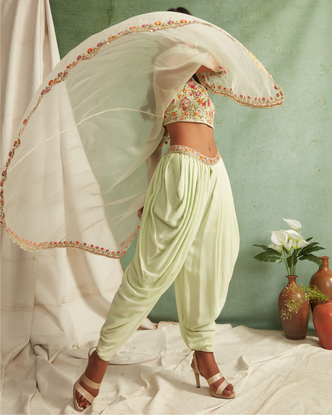 Priyanka Jain - Dhoti Pants With Crop Top And Cape From Love Of Tomorrow