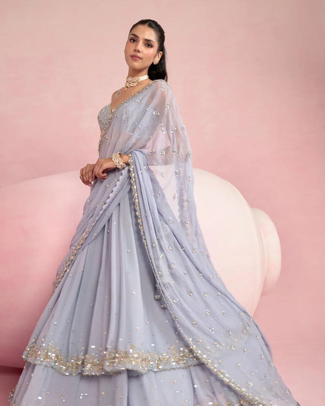 Prevasu - Blue Lehenga Set From Solene